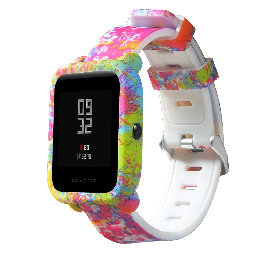 FIFATA ремешок для Amazfit Bip ремешок для часов для Xiaomi Huami Amazfit Bip Bit Youth Lite чехол+ силиконовый браслет аксессуары