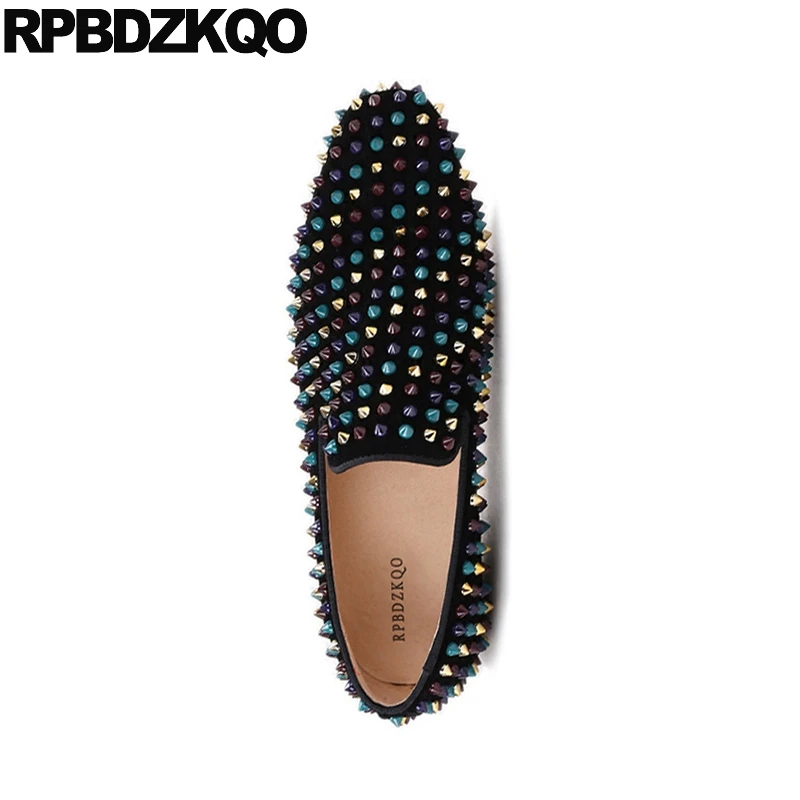 Nubuck Marca Remache Square Más Negro 47 2018 Partido Spike 46 Tamaño Stud Cuero Genuino Toe Hombres Runway Zapatos Gamuza Mocasines Real 8tT7OWT6B