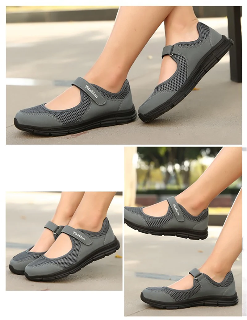 Summer Women Flats platform Shoes Mary Jane Shallow Shoes Breathable Mesh Ladies Swing Shoes Vintage Sneakers Plus Size
