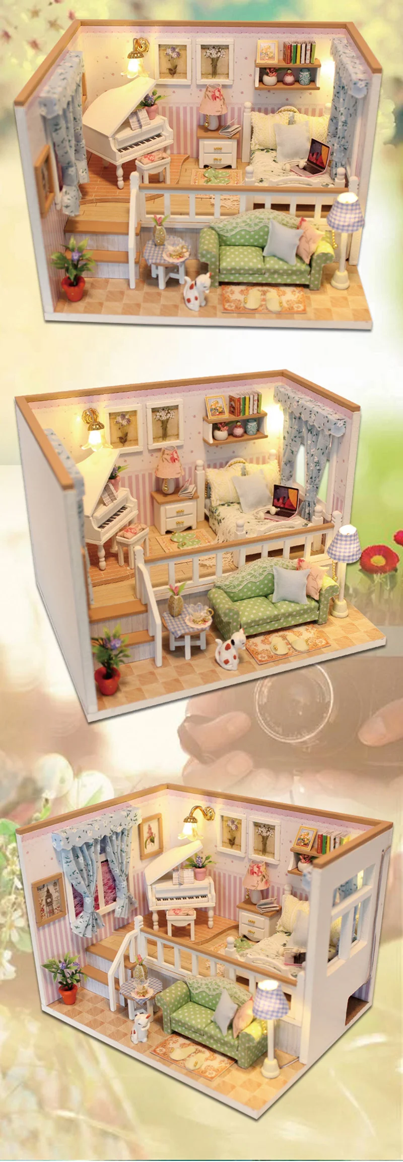 3D Деревянный Кукольный дом DIY ремесла ручной работы миниатюрный кукольный домик с мебель модель строительные наборы для детей подарки на день рождения