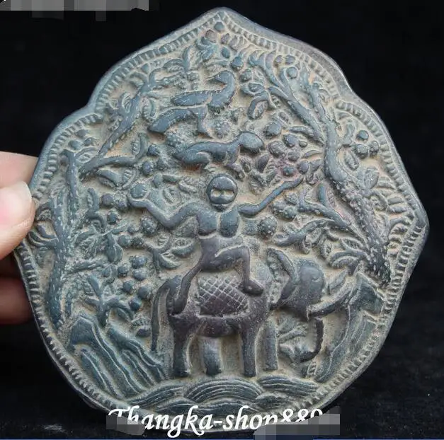 

5" Old Chinese Antique Bronze Elephant Monkey Monkeys Animal Tree Statue Amulet