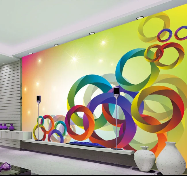 

Large bedroom wallpaper murals wallpaper sofa brilliant fashion fantasy backdrop circle colorful decorative painting