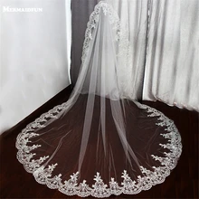 Однослойная прямоугольная скатерть с цветами вуаль для невесты Свадебные аксессуары белые слоновая кость Длинные Свадебные вуали