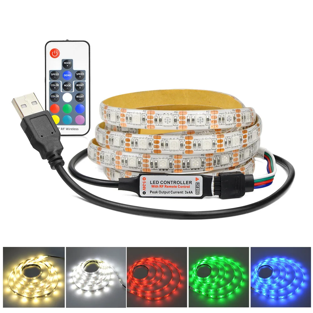 1 м 2 3 4 5 30 светодиодный s/m DC5V RGB USB полосы свет кабель зарядное устройство лента
