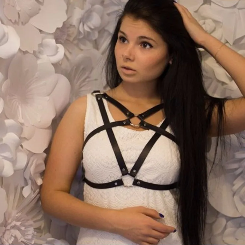 Fashion Punk Harajuku O-ring Body harness Garters Faux Leather Bondage Cage Sculpting Harness Belt Straps Suspenders Belt