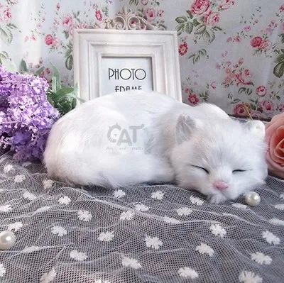 

Модель кошки из полиэтилена и меха, забавный подарок, около 21 см x 17 см x 6 см