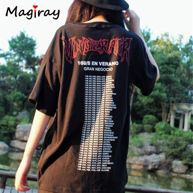Magiray Ulzzang diablo Rosa Camiseta mujer T camisa Camiseta femenina de verano Harajuku carta larga gran Plus TAMAÑO DE C102