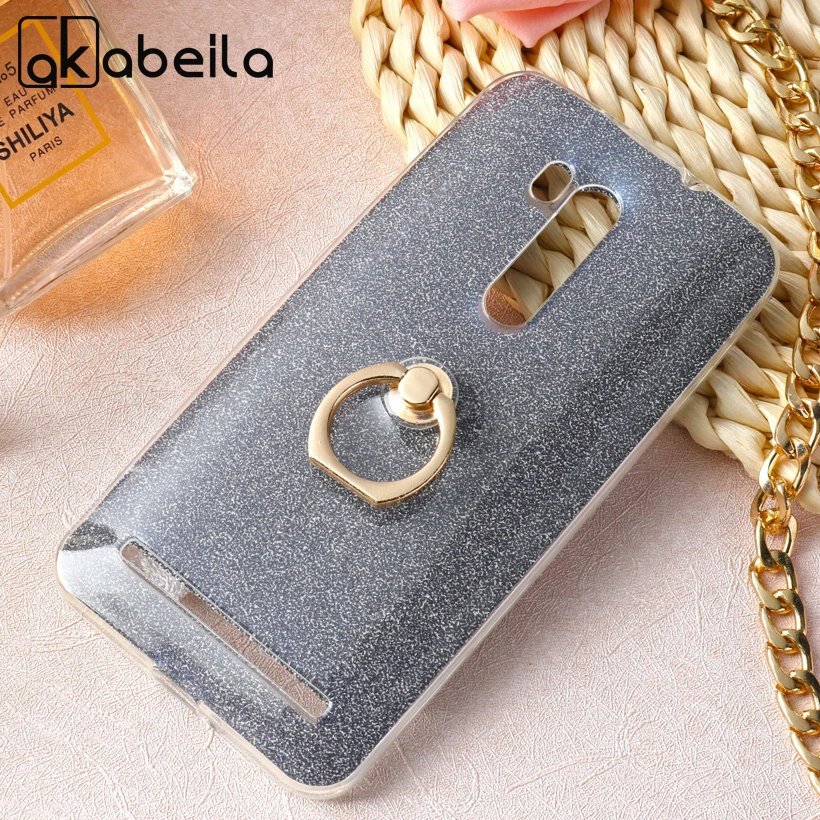 

AKABEILA Case For Asus ZenFone Go TV ZB551KL ASUS_X013DB G550KL Soft TPU Cover Luxury Finger Ring Glitter Back Case