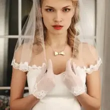 Новое поступление фаты один слой тюль фата на края шнурка плечо длина фата V851