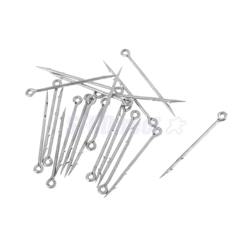 20Pcs High-carbon Steel Sea Fishing Worm Hooks Fishhook Straight Live Bait Lure Hooks, S M L