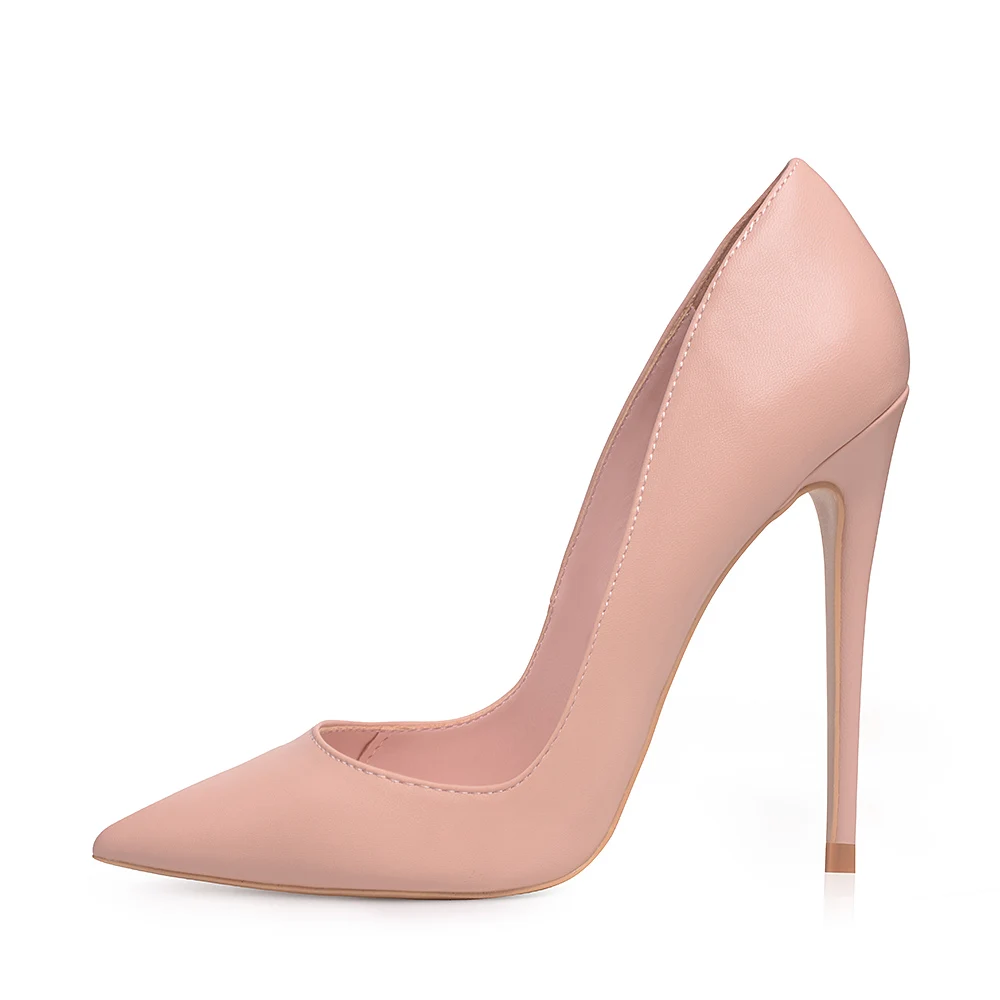 GENSHUO Sexy Nude Heels Pumps For Women 12CM High Heels Shoes Woman Stiletto Pointed Toe Women's Shoes Sexy Party Wedding Shoes