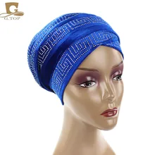 Элегантный бриллиантовый бархатный тюрбан длинный головной убор s женский роскошный хиджаб платок стразы головной убор аксессуары для волос