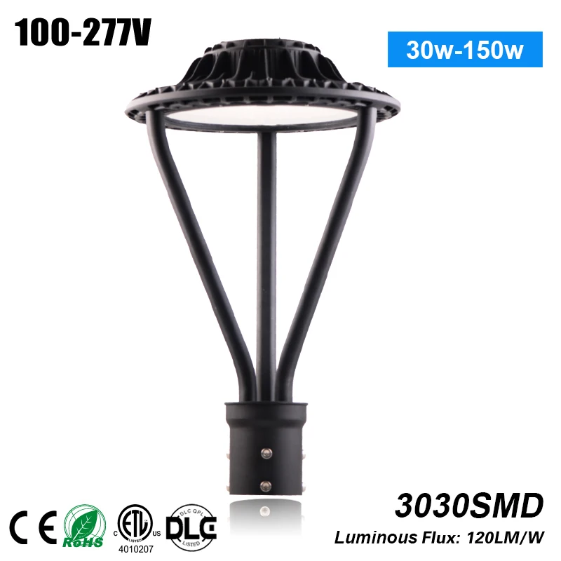 

5 years warranty ETL DLC listed 30W decretive led light post top light for garden lighting 175 MH HPS 100-277VAC
