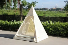 Diamond shape white rattan outdoor daybed with canopy furniture
