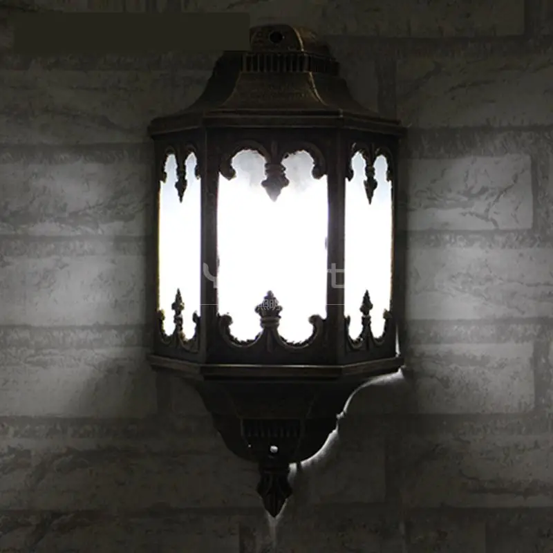 Bronze Antique Porch Lighting Corridor Aluminum Outdoor Wall Sconce E27 Wall Lamp Waterproof Wall Light Walkway Garden Lighting