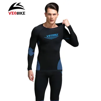 

VEOBIKE Men Bike Thermal Underwear Set Winter Warm Long Women Sports Compression Underwear Top Pants Bicycle Cycling Base Layers