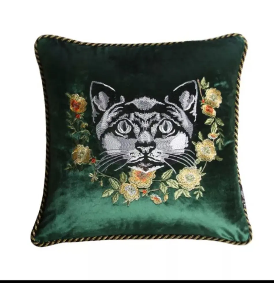 

Velvet Cushion Cover Palace Style Home Decor Embroidered Handmade Pillow Case Luxury European Decorative Sofa Throw