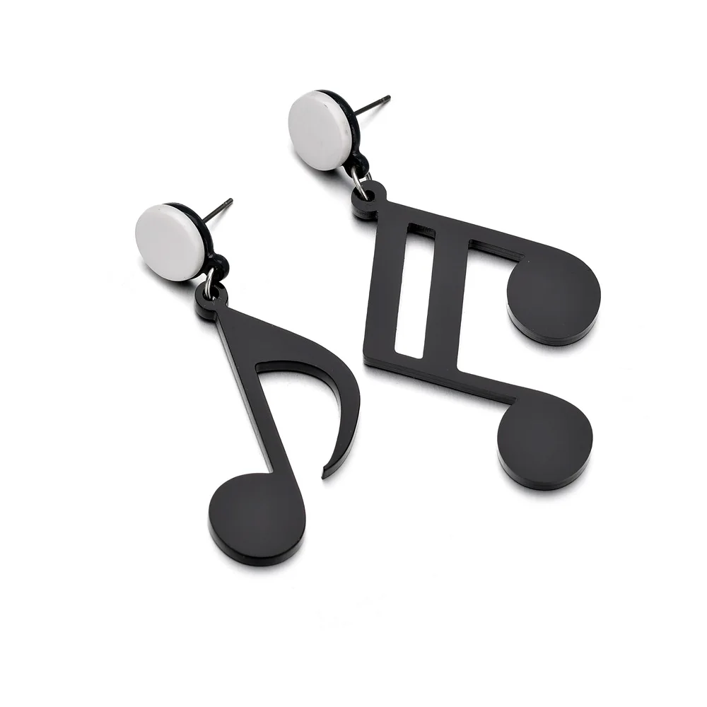 2018 Female Street style Hiphop Music Symbol Drop Earrings asymmetric note acrylic For Women Eardrop singer E18117 | Украшения и