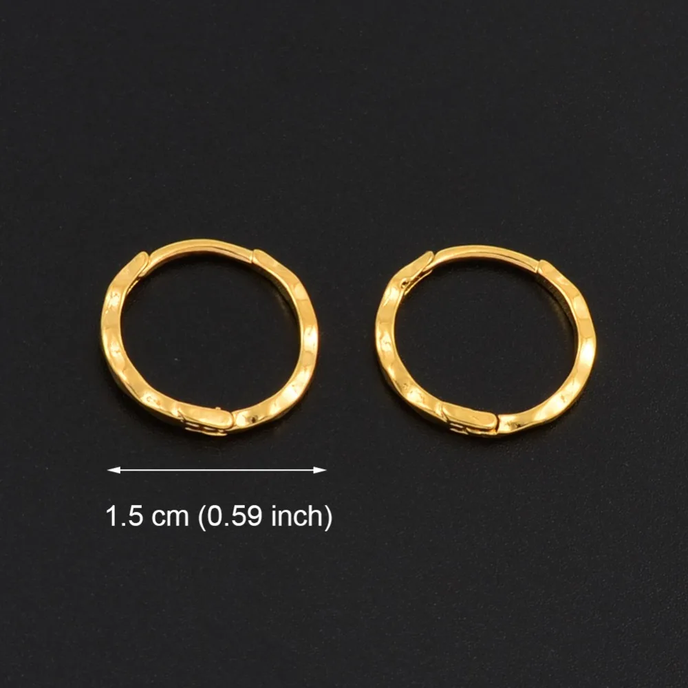 Anniyo 12pairs/Diameter 1.5CM Marshall Spring Ring Earrings Gold Color for Women Girls Kiribati Jewelry Micronesia  #163306 2