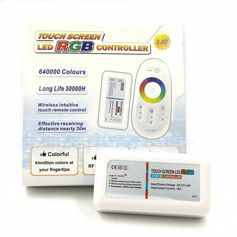 

2.4G RGB LED Controller 3Channels 18A DC12-24V Touch Screen Remote Control for 5050 3528 RGB LED Strip light