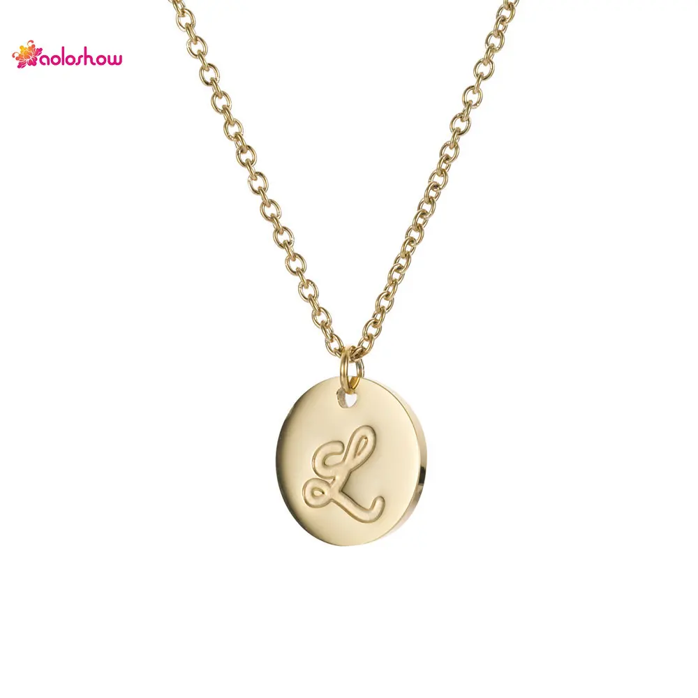 

Tiny 26 Letters Simple Dainty Initials Disc Pendant Necklace for Women Girl Stainless Steel Jewelry Gift NL2600