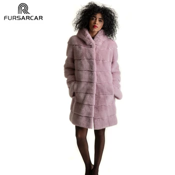 

FURSARCAR 2019 New Female Fashion Luxury Fur Jacket Coats Women Winter Hooded Real Real Mink Fur Coat Top Quality