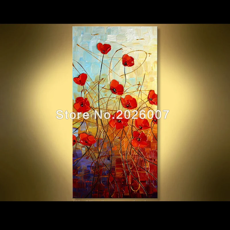 

Hand Painted Abstract Poppies Original Impressionist Thick Palette Knife Oil Painting Poster On Canva Scapeabstract Oil Painting