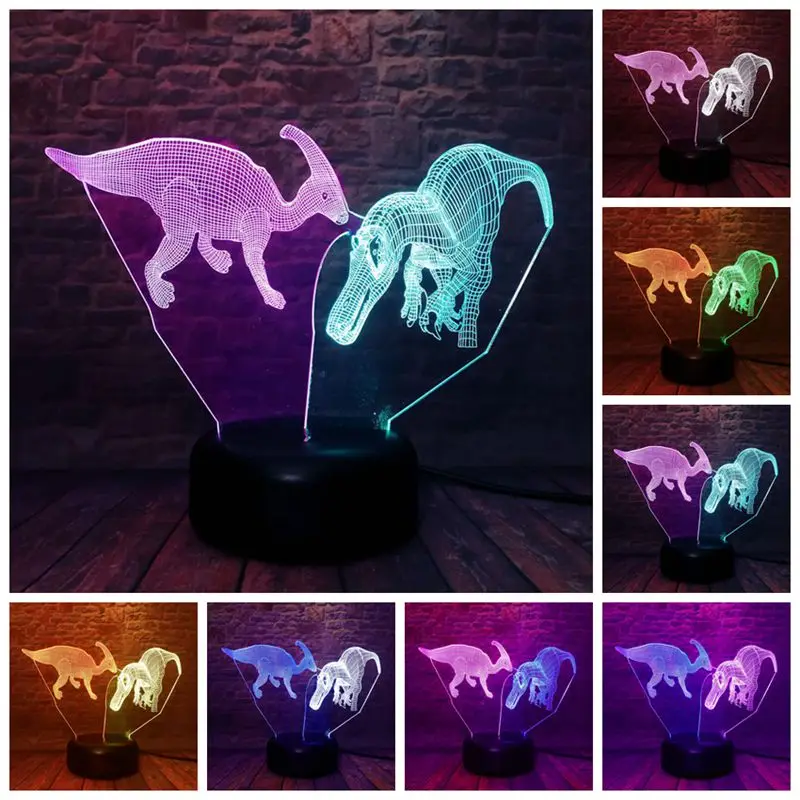 

Jurassic Park Figure 3D Nightlight LED Mixed 7 Colors Changing Light Desek Jurassic World Mosasaurus Jurassic Animal Figure Toys