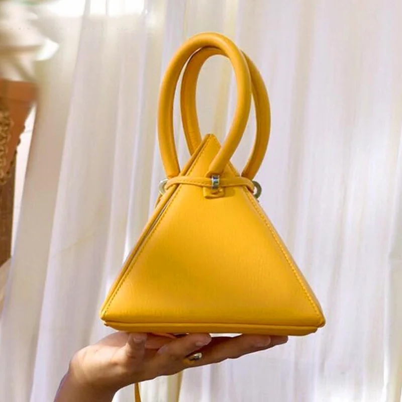 

Fashion String 3d Triangle Bag For Women Leather Handbags Top-handle High Quality Leather Shoulder Messenger Bags Lady Bag Purse
