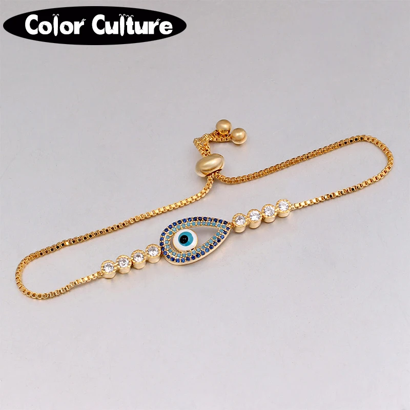 

2018 Top Quality Blue Evil Eye Bracelet for women Adjustable Pave AAA Zirconia Bracelet Turkey christmas gift dropshipping