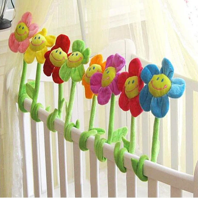 DIY Creative Plush Flowers for Baby Crib Room Decoration Bright Button
