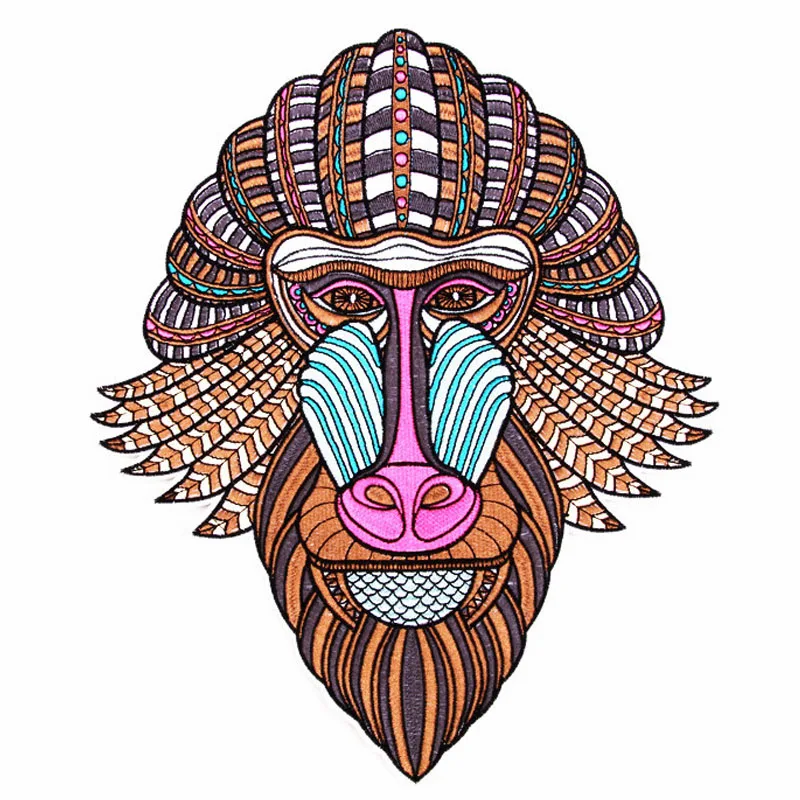 

Hot Sell Big Cute Cartoon Monkey Embroidered Patch Iron On Patches For Denim Motor Jacket Charm Cartoon Stickers For Clothing