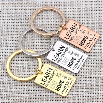 

Learn Yesterday Live Today Hope Tomorrow Key Chain Hand Stamped Jewelry Inspirational Gift To Friend Graduation Birthday