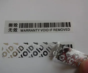 

custom printing self adhesive matte silver VOID labels sticker