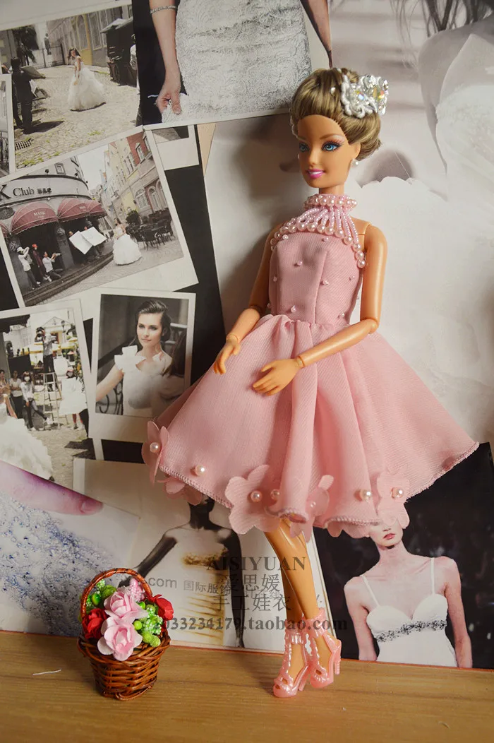 Автономный дизайн, подарки ручной работы для девочек, аксессуары для кукол, вечерний костюм, розовое свадебное платье, одежда для BB Doll BBI00781