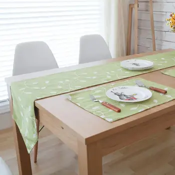 

Summer Leaf Embroidery Table Runner Green Rural Style Table Decoration Accessories Table Cloth Home Textiles For Wedding Party
