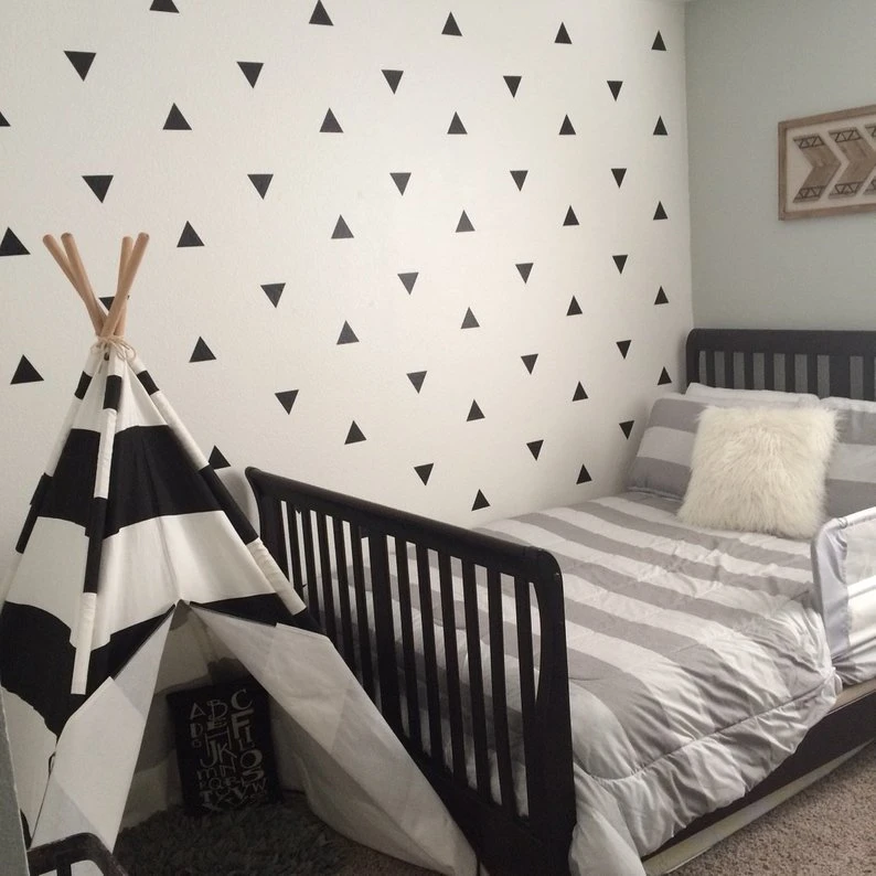 Wall Vinyl Sticker Decal Decor Nursery Adhesive White Tribal Triangles for Kids Baby Bedroom Decoration. White Wall Vinyl Sticker Decal Decor Nursery Adhesive White Tribal Triangles for Kids Baby Bedroom Decoration. White
