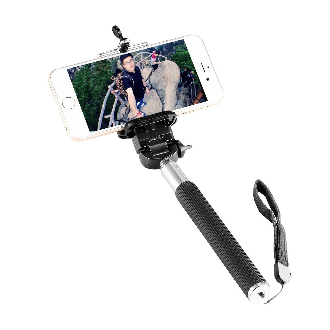 Black waterproof Extendable self portrait self self shooting stick for single camera with