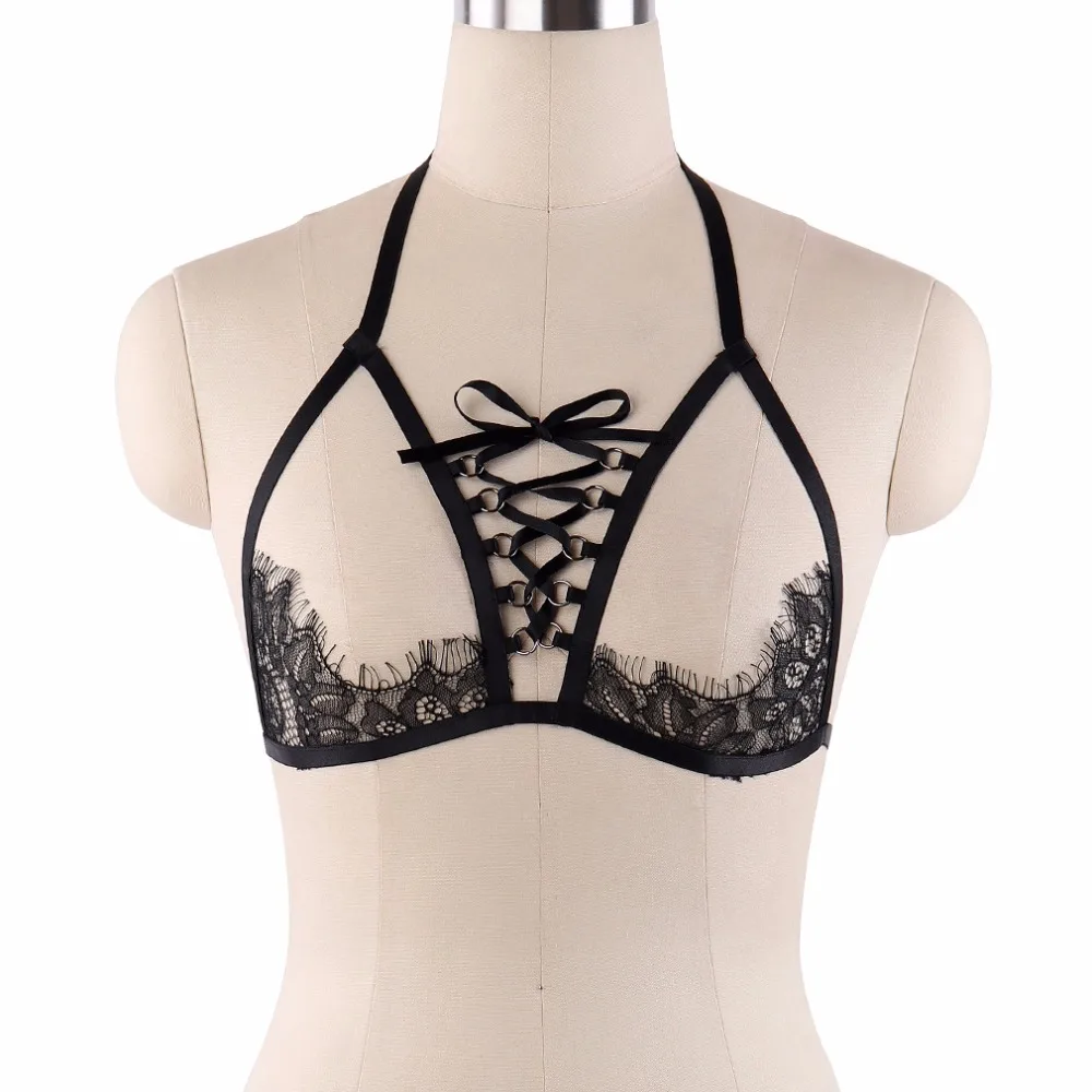 

Black Cupless Bra Womens Fetish Wear Open Chest Harness Bra Adjustable Cage Bralette Gothic Pole Dance Lingerie Bondage DO0619