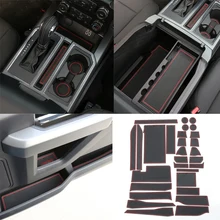 Для Ford F150 автомобильный внутренний слот-коврик для двери Анти-пыль центральной консоли чашки воды латексные коврики красный/синий/белый аксессуары