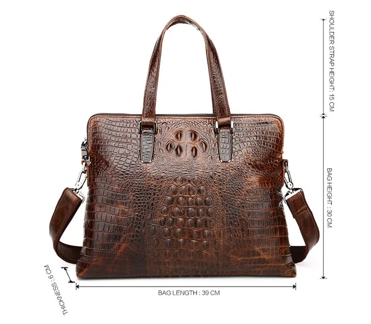 Роскошный модный портфель из натуральной крокодиловой кожи, мужская сумка-мессенджер, деловые сумки через плечо высокого качества