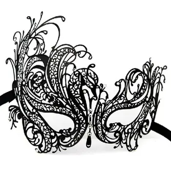 

Beautiful Venice Party Masks Black Metal Masquerade Masks Rhinestone Half Face Princess Mask Festive Gift 5pcs/lot SD232