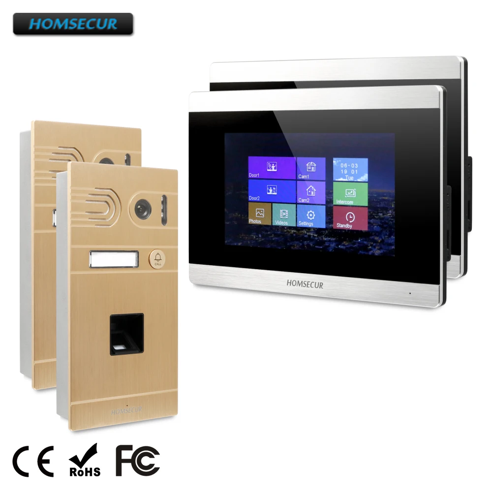 

HOMSECUR 7" Wired Video&Audio Home Intercom+Aluminium Alloy Camera for Apartment BC061-G +BM715-S