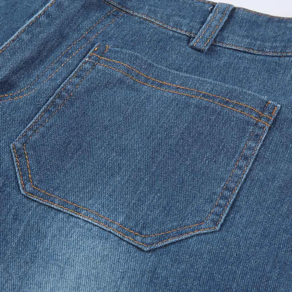 Новые модные джинсы Для женщин осень упругой плюс свободные джинсовые карман повседневные ботинки с брюки джинсы W306