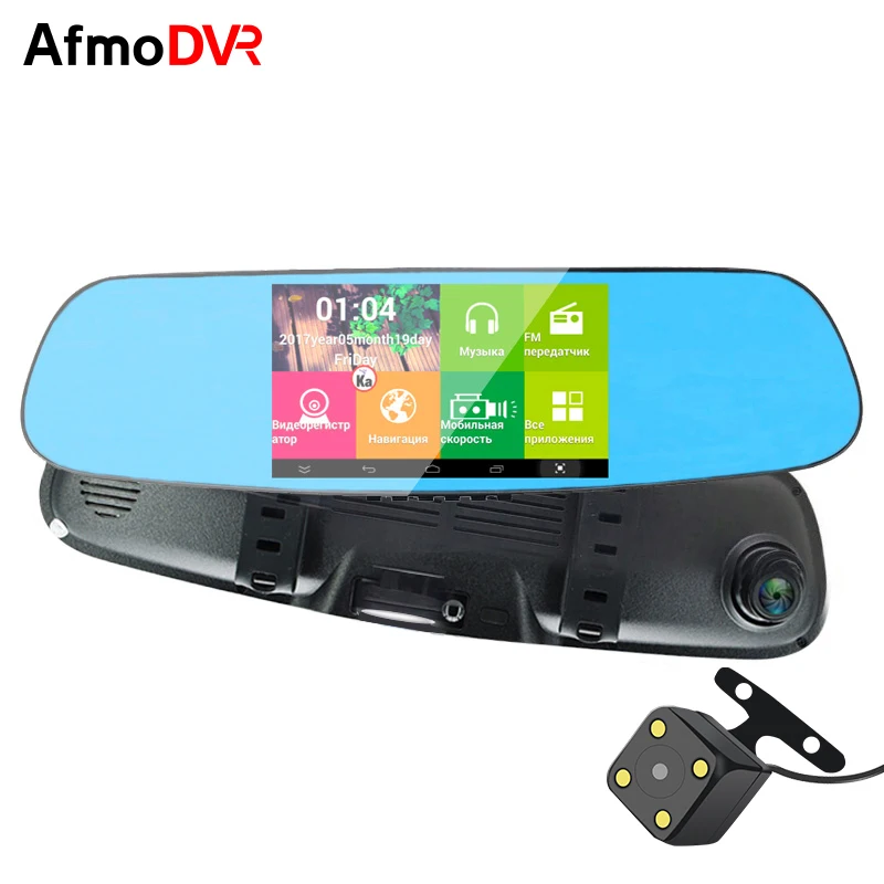 

AmfoDVR 5' Car DVR 3 in 1 Radar Detector Dash cam Android Wifi Rearview Mirror Camera GPS Navigator Night Vision Parking Monitor