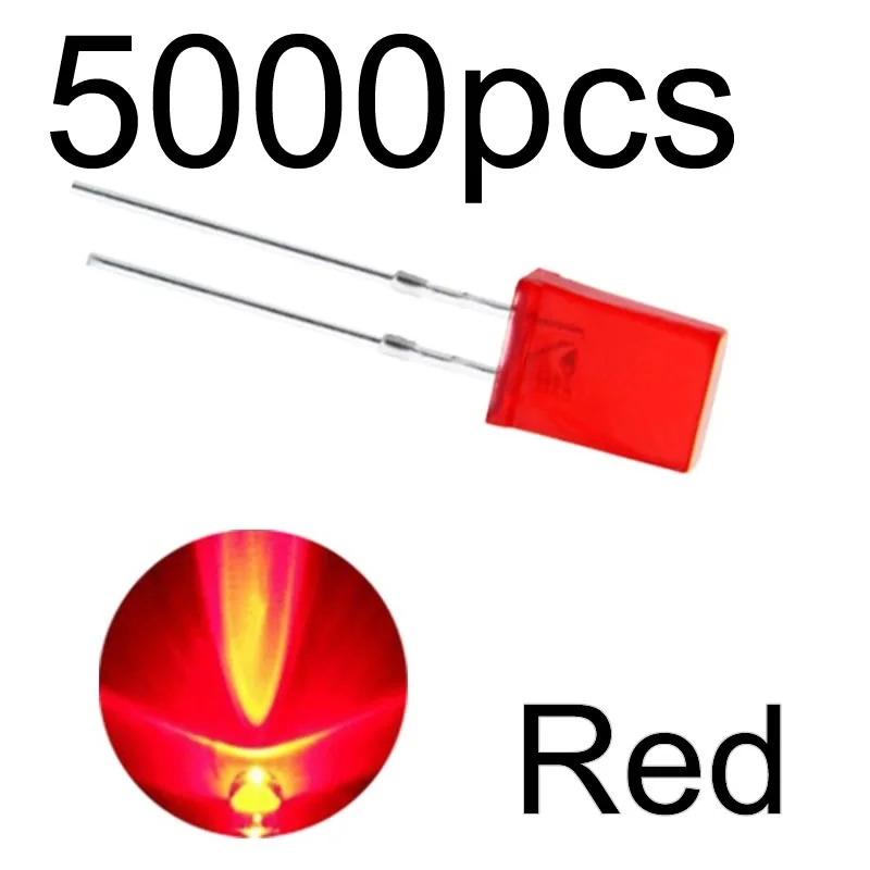 MCIGICM 5000 шт. красный светильник-диоды красный поворот красный белый синий зеленый желтый 2*5*7 квадратный светодиод - Цвет: red 5000pcs