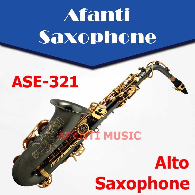 

Afanti Music Eb Brass body Black Nickel Gold Alto Saxophone (ASE-321)