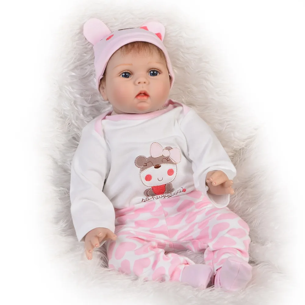 

Wholesale 22 Inch Reborn Baby Dolls Soft Silicone Baby Girl Lifelike Princess Toy Fashion Boneca Reborn For Children's Day Gifts