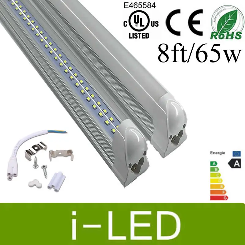 Integrated 8ft led tubes 65W T8 tube lights Double Rows 384LEDs 2400mm for Cooler Lights AC 110-240V CE FCC | Освещение
