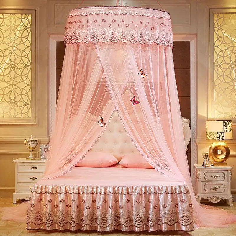 Princess Round Lace Mosquito Net Palace Hung Dome Canopy Insect Reject Circular Bed Curtains Hanging Home Textiles | Дом и сад
